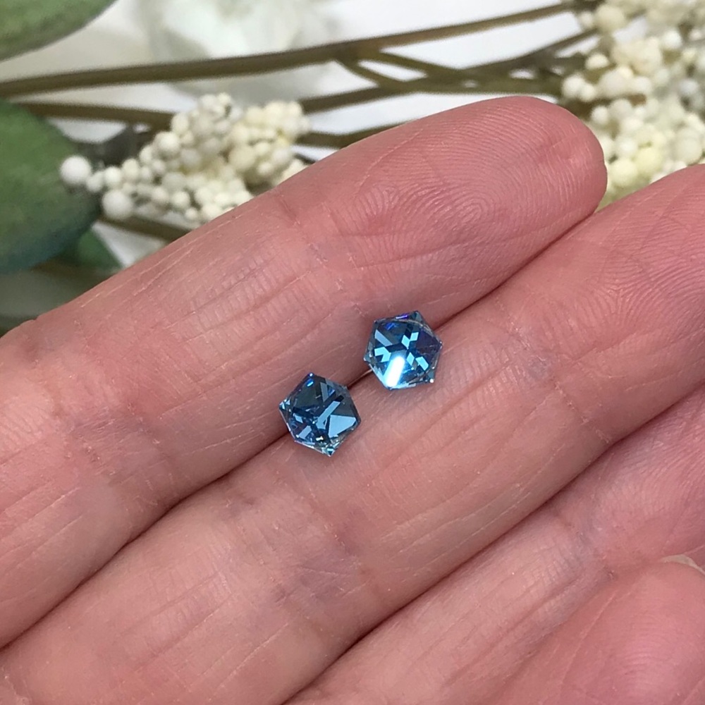 Aqua Swarovski Crystal Stud Earrings